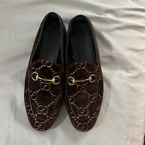 Gucci gg brown velvet loafers